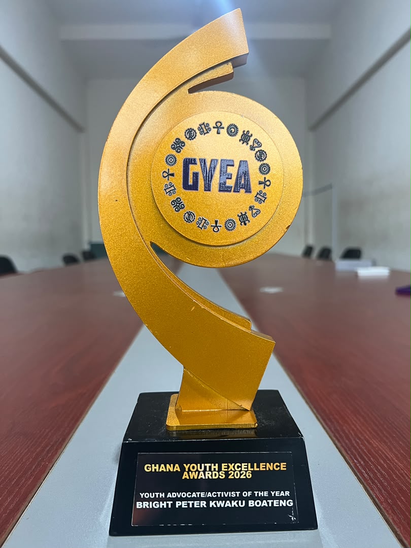 Youth Advocate/Activist of the Year trophy from the Ghana Youth Excellence Awards 2026.